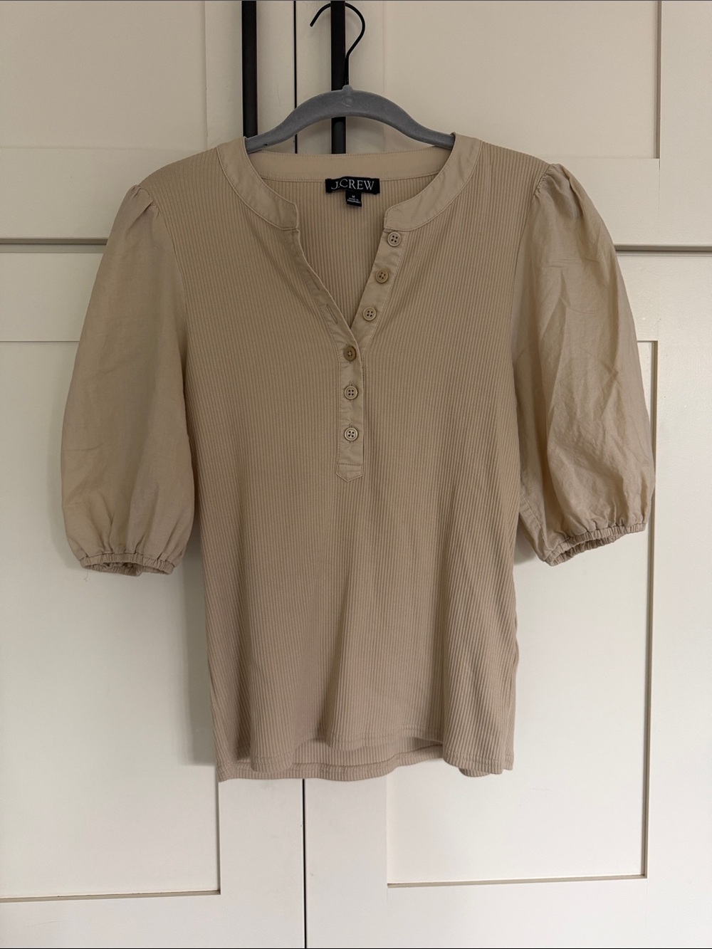 J. Crew Perfect Ribbed Puff Short Sleeve Henley
